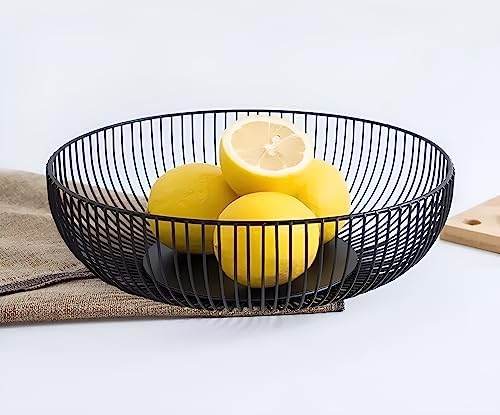Fruit Bowl for Kitchen Counter, Black Wire Fruit Bowl, Metal