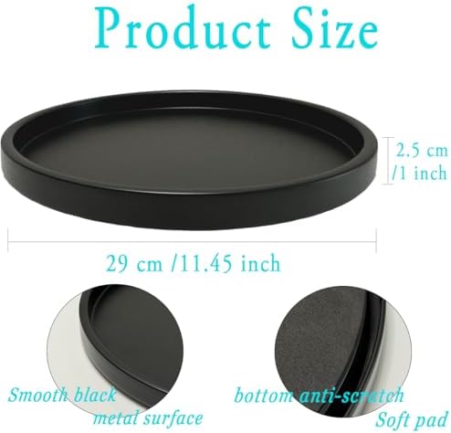Round Black Metal Candlestick Tray, Decorative Serving Tray, Candle