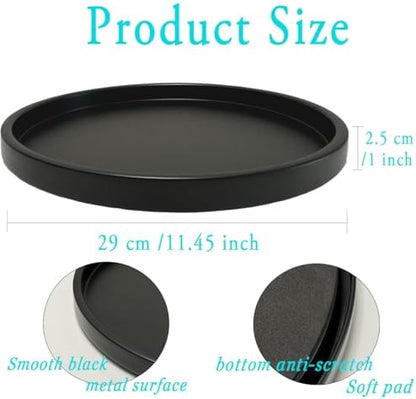 Round Black Metal Candlestick Tray, Decorative Serving Tray, Candle