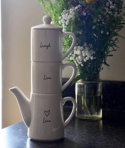 Pavilion Gift Company - Stackable Tea For Two Set - Love 15 oz Teapot