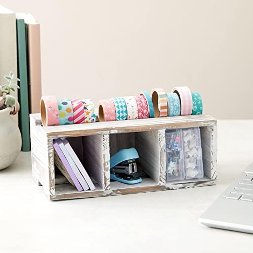 Juvale Farmhouse Decor 3-Compartment Pencil Holder & Desk Organizer