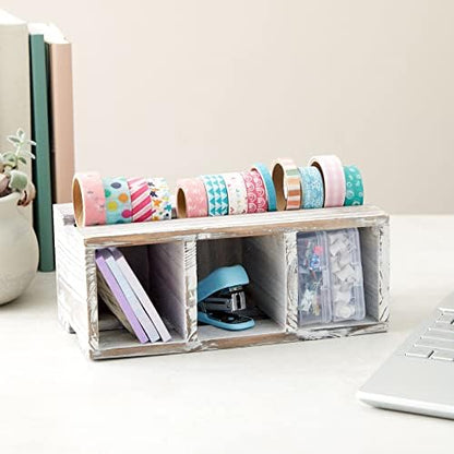 Juvale Farmhouse Decor 3-Compartment Pencil Holder & Desk Organizer