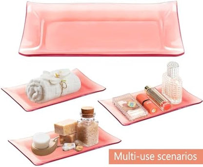 Haturi Bathroom Accessories Set, 4 Pcs Pink Glass Bathroom Accessories