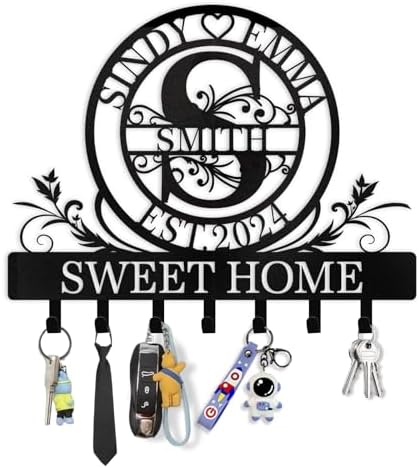 Dyoart Personalized Key Holder for Wall - Custom Family Name Metal