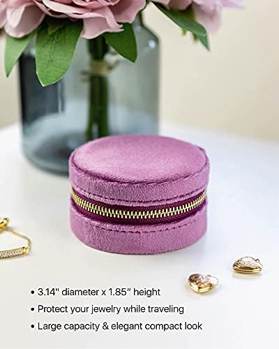 Benevolence LA Velvet Travel Jewelry Box for Women – Compact Round