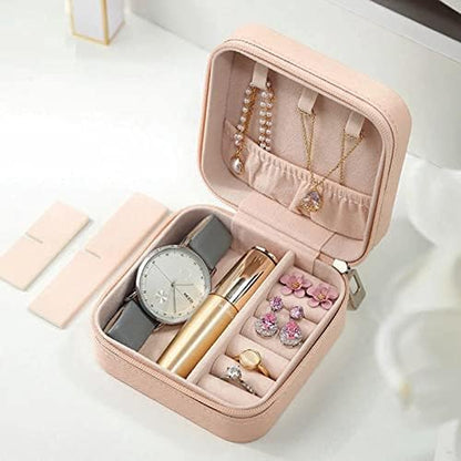 ASLIDECOR Small Travel Jewelry Case,Leather Travel Jewelry Box With