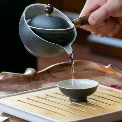 LURRIER Porcelain Chinese Gongfu Tea Set,Portable Teapot Set with 360