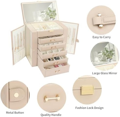 Large Jewelry Holder Organizer, 6 Layer Jewelry Box for Women Jewelry