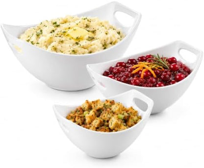 LAUCHUH Serving Dishes for Thanksgiving, White Serving Bowls with