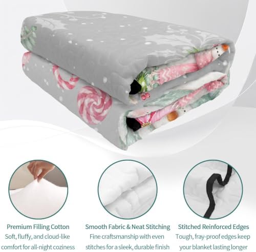 Christmas Quilt Set Twin Size 3 Pieces Quilted Bedspread Soft, Cute
