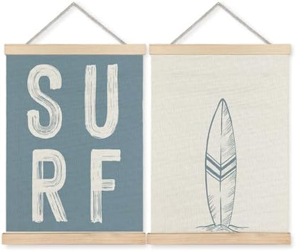 BearCake Surf Room Decor, Coastal Beach Surf Wall Art Poster Hanger