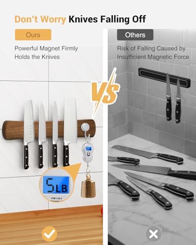 Magnetic Knife Holder, 24 Inch Acacia Wood Knife Strip for Wall or