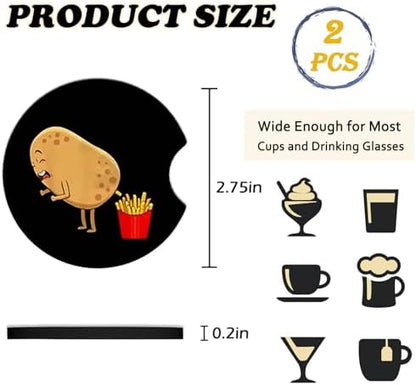 2PCS Cherry Car Cup Holder Coasters Universal Anti-Slip Rubber Mat