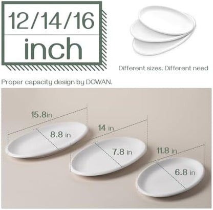 DOWAN Large Serving Platter, 16"/14"/12" Oval Platters Oven Safe