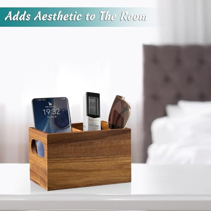 DRASTAR Remote Control Holder, Wood TV Remote Holder, Remote Storage