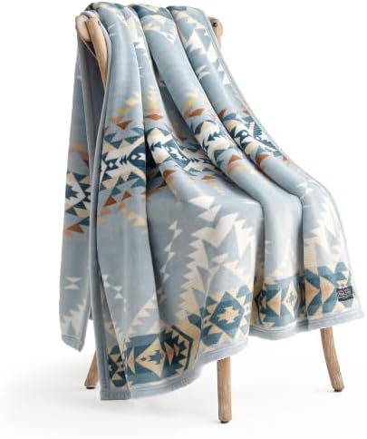 Pendleton Bridge Creek Fleece Throw Blanket for Sofa, 50" x 70", Blue