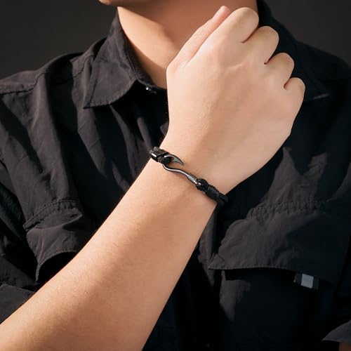 Black Fishing Bracelet Gifts for Men Cool Fishing Accessories Stuff