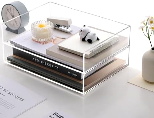 SANRUI Acrylic Desk Organizer Stackable Paper Tray, Letter Size Tray