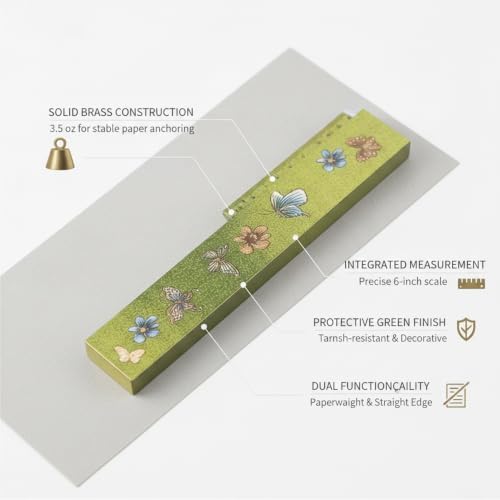 Brass Paperweight and Ruler Set