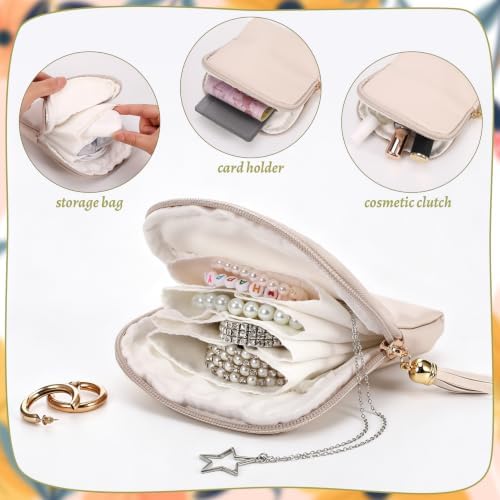 JATEBI 2 Pcs Small Travel Jewelry Organizer Case Zipper Faux Leather