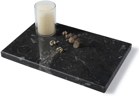 Natural Moroccan Fossil Stone Tray - Black Marble Decorative Serving