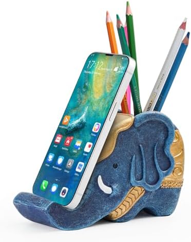 MOKANI Elephant Pencil Holder with Phone Stand, Elephant Gifts for