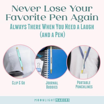 Moonlight Makers Ballpoint Pens Black Ink, Set of 5, Adulting in