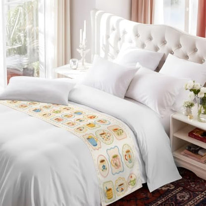 Coffee Mug Bed Runner for Bedroom, Afternoon Tea Cup Flower Stem