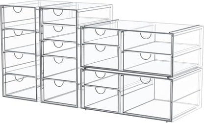 caktraie Acrylic16-Drawer Storage & Makeup Organizer for Desk