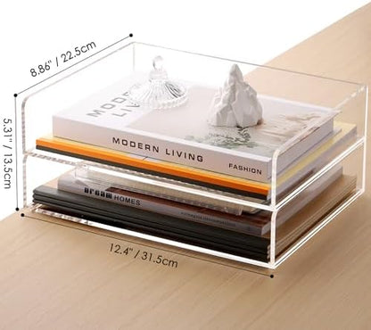 SANRUI Acrylic Desk Organizer Stackable Paper Tray, Letter Size Tray