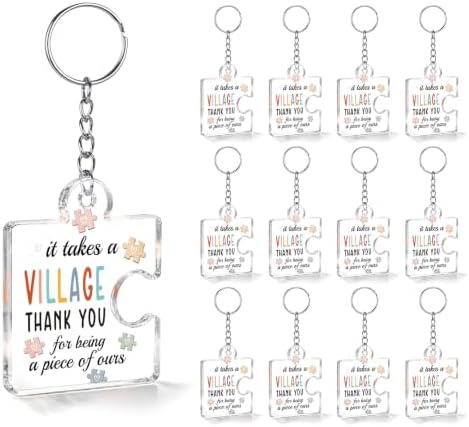 12 Pcs Thank You Teachers Keychains, It Takes a Village Appreciation