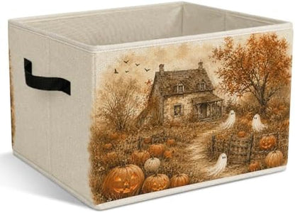 Ghosts Haunted Halloween Foldable Storage Bins with Handles