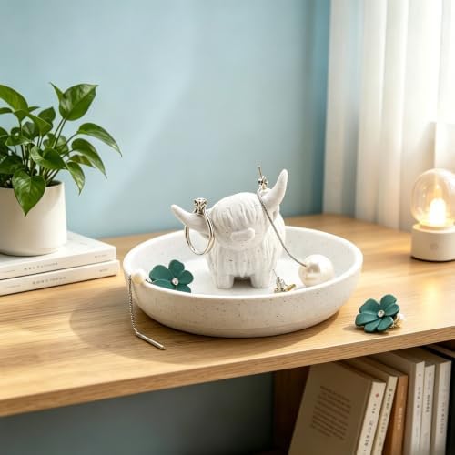Highland Cow Ring Holder Jewelry Dish Gifts for Women Home Desk Decor