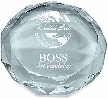 Executive Gift Shoppe | World's Best Boss Round Glass Paperweight