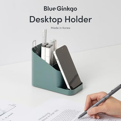 BLUE GINKGO Pen Holder, Desk Organizer, Green, Made in Korea