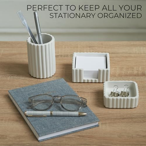 Modern Aesthetic Desk Accessories Set of 3 - Stylish Concrete