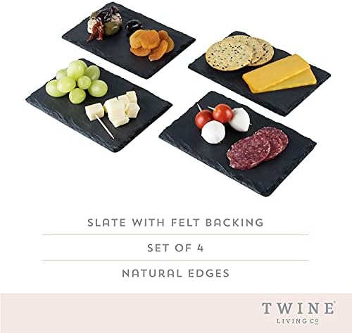 Twine Slate Mini Charcuterie Boards, Rustic Stoneware Serving Trays