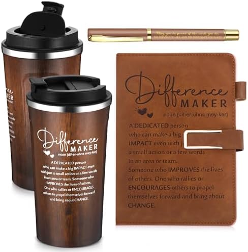 Pickmesh 3 Pcs Difference Maker Gift Journal Tumbler Set 17 oz A5