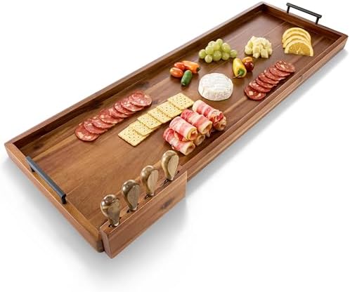 TIDITA 36" Acacia Large Charcuterie Boards for Party with Metal