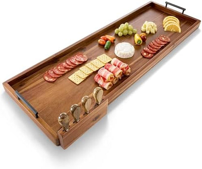 TIDITA 36" Acacia Large Charcuterie Boards for Party with Metal
