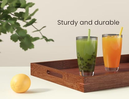 Fibogollo Bamboo Set of 2 Serving Tray with Handles,Decorative Trays