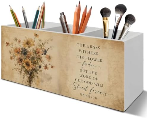 Fall Vintage Christian Floral Pen Pencil Holder Organizer