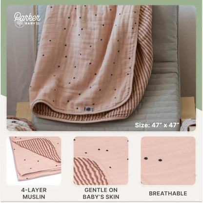 Parker Baby Co. Soft Baby Quilt Blanket for Nursery and Tummy Time