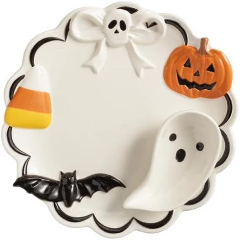Mud Pie Halloween Chip And Dip Serving Platter, Ghost Dip Bowl Candy
