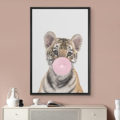 NWT Framed Canvas Print Wall Art Kids Child Bedroom Bubblegum Jungle