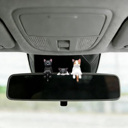 6 Pcs Cat Car Decor Dashboard Accessories, Mini Cat Figurines Cute Car