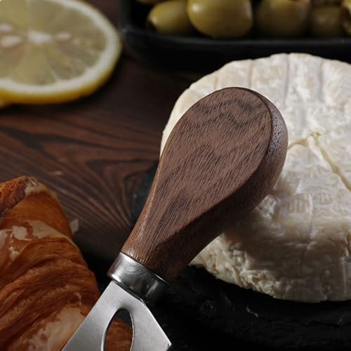 Linwnil 4-Piece Set of Stainless Steel Cheese Knives with Wood Hand