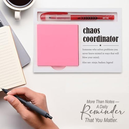 Chaos Coordinator Sticky Note Holder for Desk, Funny Office Gift for
