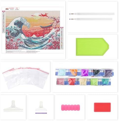 Lxmsja Cherry Blossom Diamond Art Kits for Adults, Great Wave DIY Full