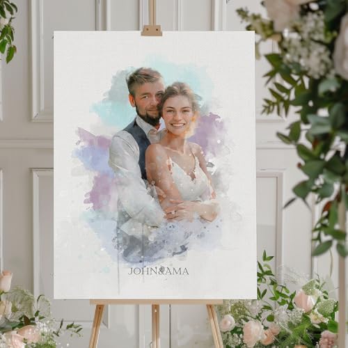 Dotride Watercolor Custom Couple Portrait Gift from Photo